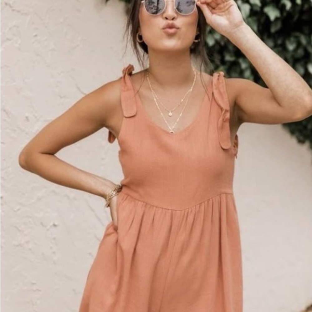 Pink Lily Tie Knot Orange Romper